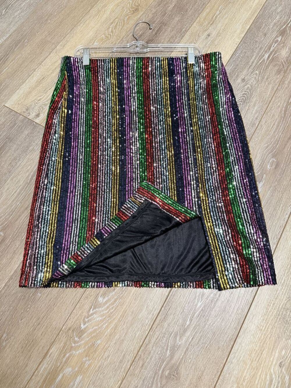 NWT INC International Concepts Rainbow Sequin Pencil Skirt L - Picture 3 of 7